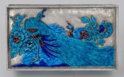 WU FENG antique Chinese export silver box adorned with peacock decoration in striking blue enamel, early 20th century, series of three seal marks to base, 5cm high, 15cm wide, 9cm deep, 400 grams. - 2