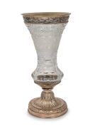 An antique Russian silver mounted cut crystal mantle vase, 19th/20th century, ​​​​​​​29.5cm high.