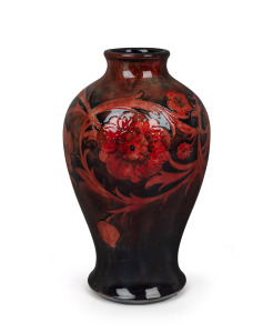 MOORCROFT late Florian ware flambe glazed vase English pottery vase, underglazed blue signature mark "W. Moorcroft" and impressed "MOORCROFT, MADE IN ENGLAND", 30cm high