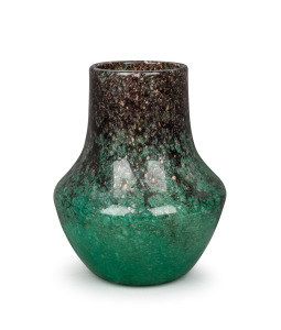 MONART antique Scottish green art glass vase, early 20th century, ​​​​​​​25cm high