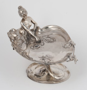 W.M.F. German Art Nouveau figural silver plated comport, circa 1900, ​​​​​​​17.5cm high, 25cm wide. - 2