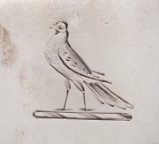 ALEXANDER DICK rare Colonial Australian silver ladle with engraved bird and log crest, Sydney origin, circa 1835, stamped "Dick" with lion passant, crowned leopard, date letter "E" and monarch's head, an impressive 35.5cm long, 320 grams. - 3