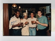 ENGLISH TEST CRICKETERS IN AUSTRALIA: A group of signed original photographs collected by cricket tragic Larry Mendonca, when famous cricketers visited his restaurant in Melbourne. Signatories include Ian Botham, Mike Gatting, Devon Malcolm, Mike Atherton - 9
