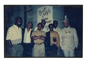 AUSTRALIAN & OTHER TEST CRICKETERS: A group of signed original photographs collected by cricket tragic Larry Mendonca, from when famous cricketers visited his restaurant in Melbourne. Signatories include Allan Border, Ian Healy, Viv Richards, Gus Logie, R