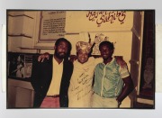 AUSTRALIAN & OTHER TEST CRICKETERS: A group of signed original photographs collected by cricket tragic Larry Mendonca, from when famous cricketers visited his restaurant in Melbourne. Signatories include Allan Border, Ian Healy, Viv Richards, Gus Logie, R - 2