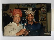 AUSTRALIAN & OTHER TEST CRICKETERS: A group of signed original photographs collected by cricket tragic Larry Mendonca, from when famous cricketers visited his restaurant in Melbourne. Signatories include Allan Border, Ian Healy, Viv Richards, Gus Logie, R - 3
