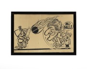 WEG: Five cartoon prints with AFL, cricket, and Formula One themes, two of which framed and glazed, the largest 90 x 60cm. - 5