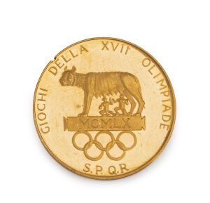 1960 ROME OLYMPICS gold medallion, EF but with small nick in rim above E of DELLA, (22ct, 7g).