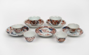 IMARI antique tea ware comprising of six tea bowls and five saucers, 19th century, (11 items), the largest saucer 12cm diameter.