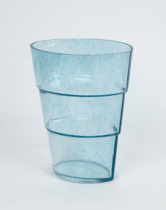 KOSTA BODA Swedish blue glass vase, engraved factory mark to base, 29cm high, 24cm wide.