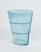 KOSTA BODA Swedish blue glass vase, engraved factory mark to base, 29cm high, 24cm wide.