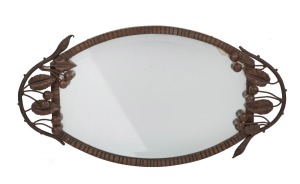 An Art Deco wrought iron serving tray, circa 1920, ​​​​​​​55cm wide.