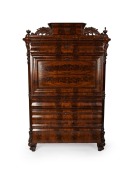 An antique Biedermeier fall front escritoire with fully fitted interior and handsomely veneered in flame mahogany, circa 1860, 168 high, 108cm wide, 56cm deep. - 2