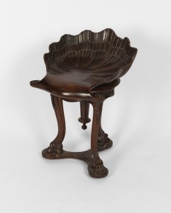 An antique Italian carved mahogany shell shaped grotto chair with revolving seat, 19th/20th century, ​​​​​​​62cm high, 44cm wide, 48cm deep