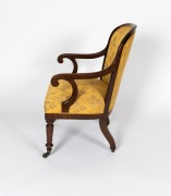 An exceptional and fine early Colonial Australian cedar salon chair, handsomely crafted in eucalypt and red gum with cross banded decoration, scrolling arms and ring turned legs, Sydney origin, circa 1835, 82cm high, 55cm across the arms - 2