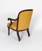 An exceptional and fine early Colonial Australian cedar salon chair, handsomely crafted in eucalypt and red gum with cross banded decoration, scrolling arms and ring turned legs, Sydney origin, circa 1835, 82cm high, 55cm across the arms - 3