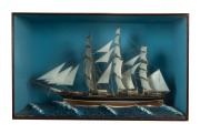 An impressive ship diorama, 20th century, 62cm high, 101cm wide, 48cm deep
