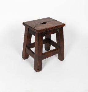 297 · An antique Australian ironbark stool, 19th century. Note: Very heavy. ​​​​​​​44cm high, 37cm wide, 27cm deep