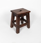 An antique Australian ironbark stool, 19th century. Note: Very heavy. ​​​​​​​44cm high, 37cm wide, 27cm deep