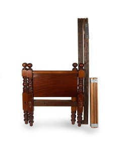 A Colonial Australian cedar bed with eucalypt rails and later timber slats, Tasmanian origin, circa 1850, 115cm high, 96cm wide, 205cm long