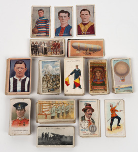 CIGARETTE and TRADE CARDS, an accumulation in a small box; noted Victoria Cross Heros, War Incidents, War Pictures, Aviation, British Footballers, etc. (qty).
