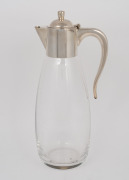 A vintage English sterling silver mounted glass claret jug, 20th century, 30cm high.