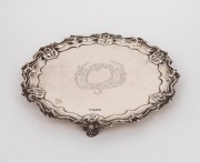 An antique English sterling silver salver, manufactured by Walker & Hall of Sheffield, circa 1896, 27cm wide, 420 grams.