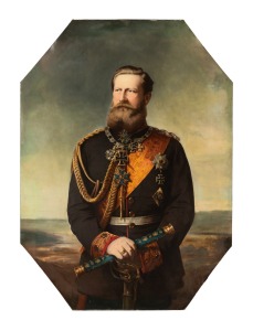 ARTIST UNKNOWN, Kaiser Frederick III, oil on tin, signed lower right (illegible), ​​​​​​​97 x 70cm overall.