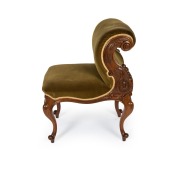 BORDELLO CHAIR antique French Louis XV style carved solid walnut and green velvet upholstery, 19th century, 86cm high, 49cm wide, 64cm deep. - 2