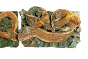 A rare and early Chinese porcelain architectural two sectional panel adorned with dragon and peonies, Ming Dynasty, 16th century, Note: Numerous repairs and losses. 40cm high, 126cm. - 2