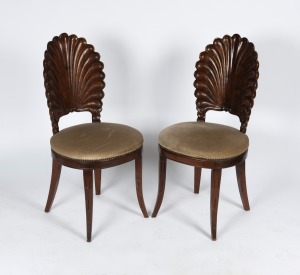 A pair of Italian shell backed side chairs in the grotto style, late 20th century, 95cm high