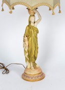 ROYAL WORCESTER English porcelain figural table lamp base and shade, stamped "Cricklite" with factory mark to base, 89cm high - 2