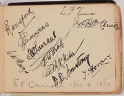 An autograph book started in December 1907 by Geoffrey Austin Street (1894-1940), with most pages still present. Noted a Queensland 1907 team (Armstrong, McLaren, Evans, Redgrave, Hartigan, etc.), a NSW team (Bardsley, Gregory, Carter, Kelleway), a Victor - 8