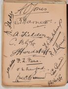 An autograph book started in December 1907 by Geoffrey Austin Street (1894-1940), with most pages still present. Noted a Queensland 1907 team (Armstrong, McLaren, Evans, Redgrave, Hartigan, etc.), a NSW team (Bardsley, Gregory, Carter, Kelleway), a Victor - 9