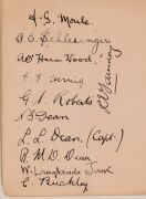 An autograph book started in December 1907 by Geoffrey Austin Street (1894-1940), with most pages still present. Noted a Queensland 1907 team (Armstrong, McLaren, Evans, Redgrave, Hartigan, etc.), a NSW team (Bardsley, Gregory, Carter, Kelleway), a Victor - 13