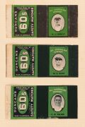 The 1938 Australian Team to England: A complete set of sixteen "Duncan's 60's Safety Matches" box wrappers plus a generic example (opened out) featuring portraits of the whole team, including C.W. Walker (South Australian wicket-keeper) who was chosen for - 3