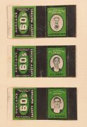 The 1938 Australian Team to England: A complete set of sixteen "Duncan's 60's Safety Matches" box wrappers plus a generic example (opened out) featuring portraits of the whole team, including C.W. Walker (South Australian wicket-keeper) who was chosen for - 4