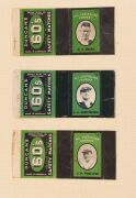 The 1938 Australian Team to England: A complete set of sixteen "Duncan's 60's Safety Matches" box wrappers plus a generic example (opened out) featuring portraits of the whole team, including C.W. Walker (South Australian wicket-keeper) who was chosen for - 5