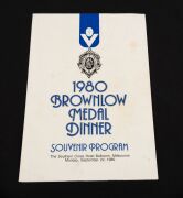 BROWNLOW MEDAL DINNERS: Barry Round's two Souvenir Programs from his 1981 Brownlow Medal Dinner win, together with more than thirty menus, invitations, and programmes from many subsequent Brownlow Medal Dinners through to 2007, plus commemorative DVD. - 2