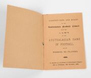 "CONSTITUTION AND RULES OF THE AUSTRALASIAN FOOTBALL COUNCIL with the LAWS of the AUSTRALASIAN GAME OF FOOTBALL, and of PERMITS TO PLAYERS. 1893. As adopted at the Conference of Intercolonial Delegates held at Melbourne, Nov.2, 1892.", [Richmond, McCutcha - 2