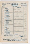 ENGLAND in AUSTRALIA 1928-29: "INTERNATIONAL SOUVENIR PROGRAMME and SCORE CARD - FIFTH TEST - Melbourne, Victoria. March 8th, 1929" 12pp [Melbourne : J.L. Anderson for A.J. Bennett]; the four page score card neatly filled out in pencil. Extremely scarce; - 2