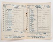 ENGLAND in AUSTRALIA 1928-29: "INTERNATIONAL SOUVENIR PROGRAMME and SCORE CARD - FIFTH TEST - Melbourne, Victoria. March 8th, 1929" 12pp [Melbourne : J.L. Anderson for A.J. Bennett]; the four page score card neatly filled out in pencil. Extremely scarce; - 3