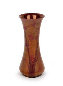 MOORCROFT "Prunus" rare ruby lustre glazed English pottery vase made for TIFFANY & Co. of New York, incised signature mark "W. Moorcroft. Tiffany Company, New York", 30cm high