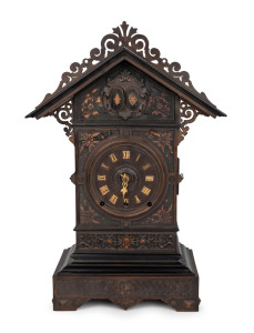 BLACK FOREST antique German cuckoo and quail clock, three train movement with skelentonised plates and coil gong strike, 19th century, 67cm high.