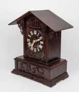 BLACK FOREST antique German cuckoo clock with skeletonized movement stamped "GHS For Gordian Hettich Sohn" and fusee time train and going barrel cuckoo strike, 19th century, 48cm high. - 2