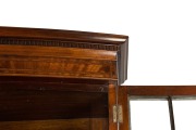 A handsome antique English Sheraton Revival bow fronted mahogany display cabinet with astragal glazed doors, late 19th century, 223cm high, 135cm wide, 40cm deep. - 3