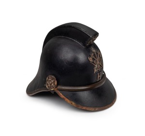 HOBART FIRE BRIGADE antique leather and brass senior officer's helmet, (Merryweather pattern), circa 1900.