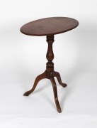 An antique English mahogany and beech oval tilt-top wine table, 19th century, ​​​​​​​70cm high, 60cm wide, 40cm deep. - 2