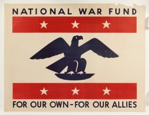 'National War Fund - For Our Own - For Our Allies', original c. 1945 colour poster, laid down on linen, 112 x 143cm overall.