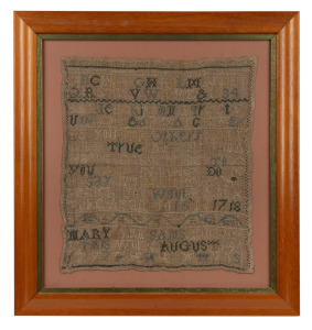 An antique Georgian sampler by "MARY ANN SAMS, 1797", 30 x 26cm, 42 x 39cm overall.